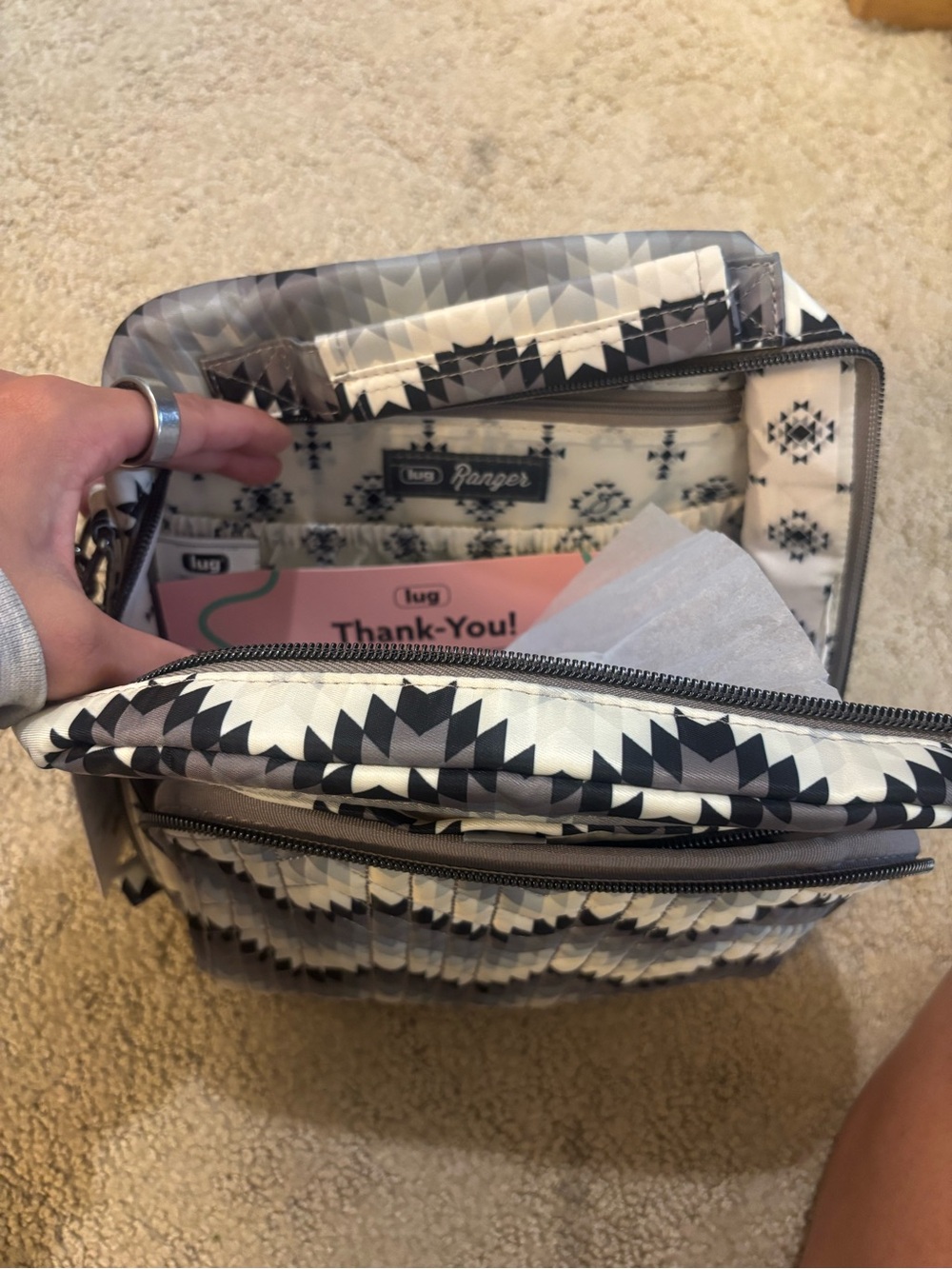 NWT Lug x Mary DeAngelis Ranger Chevron Bag - Black white and Gray - Picture 5 of 7